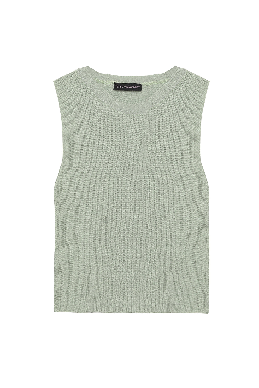 Bisiklet Yaka Kolsuz Triko Mint