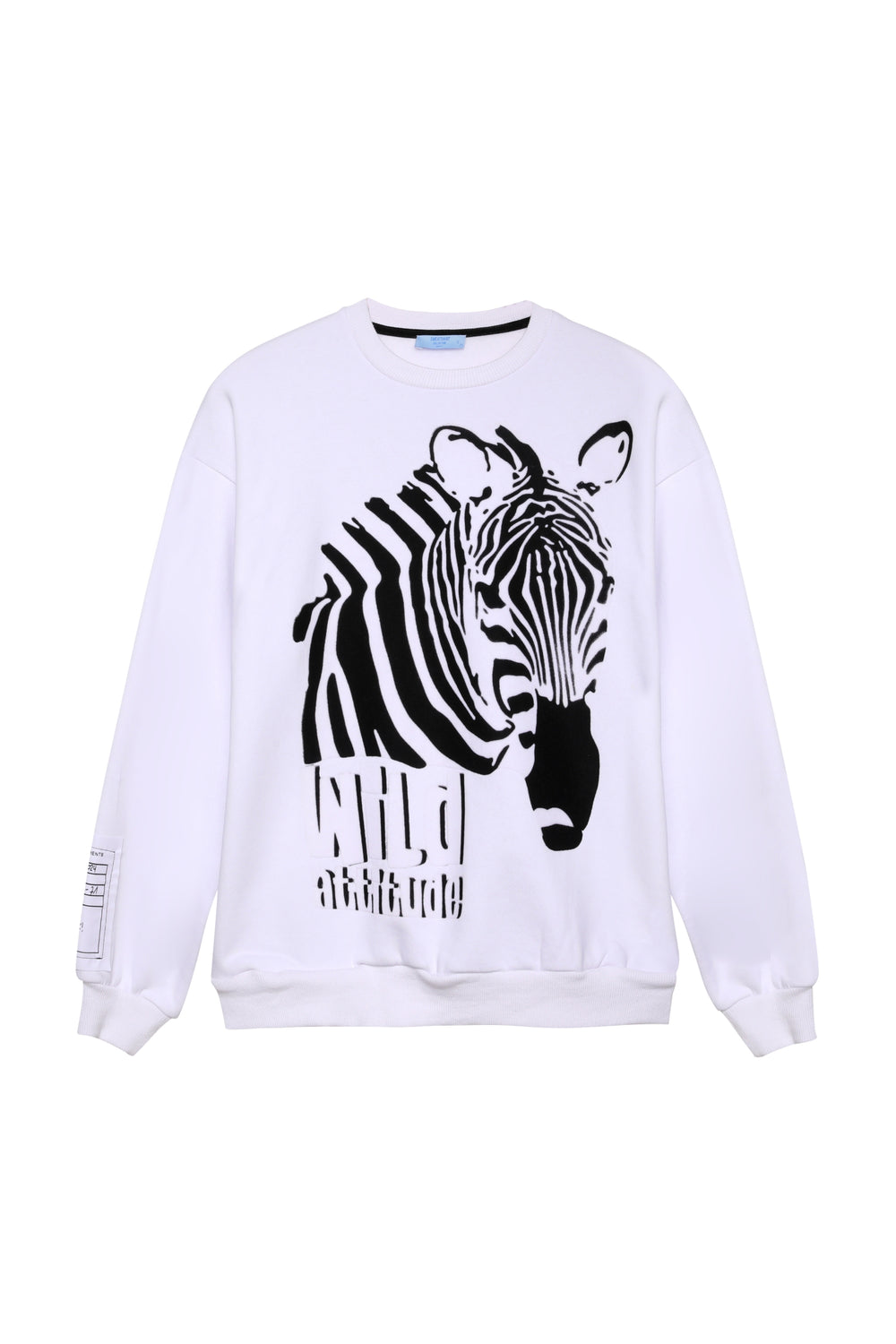 Zebra Baskılı Sweatshirt Beyaz