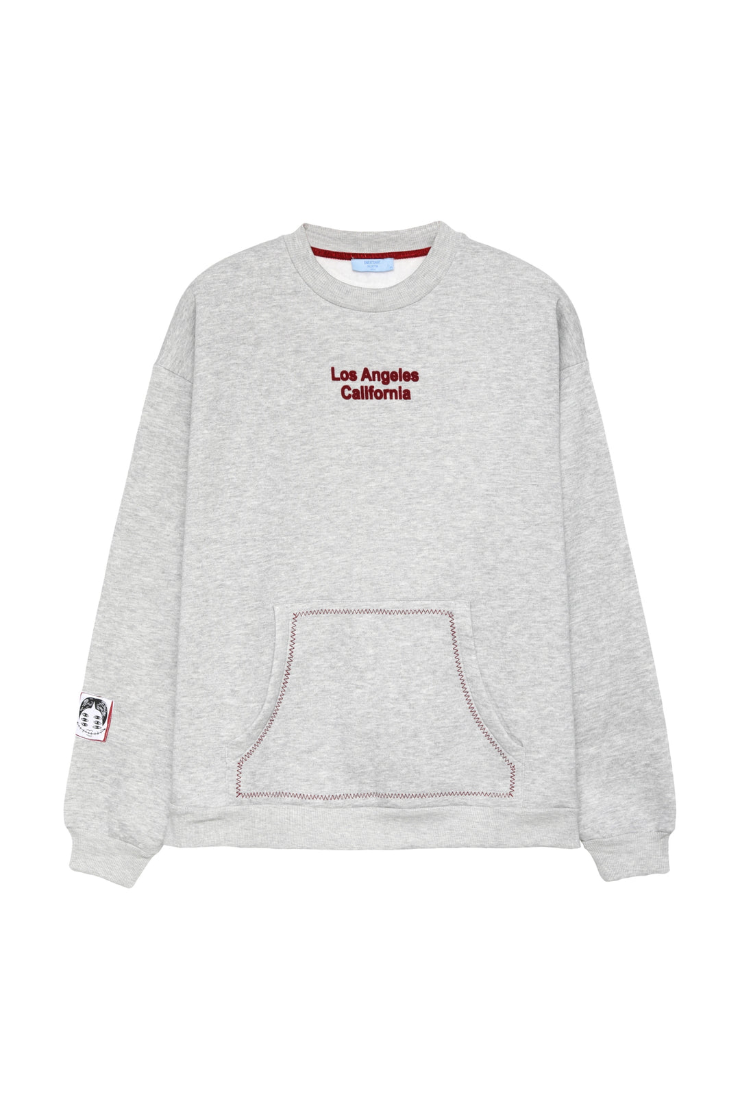 Sırt Baskılı Kanguru Cepli Los Angeles Sweatshirt Gri