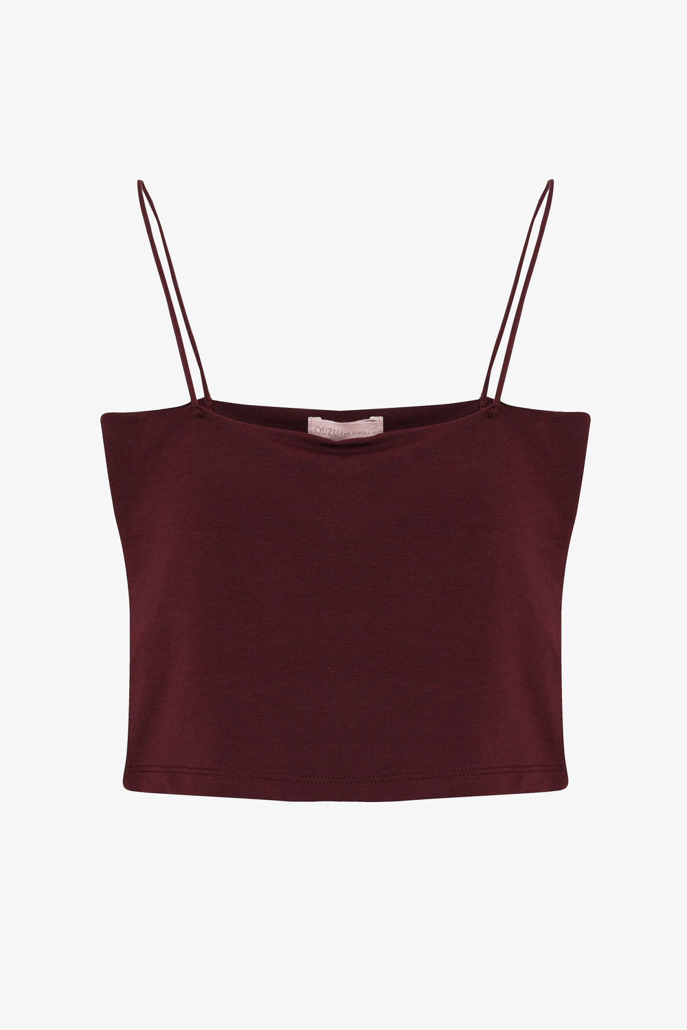 Modal Askılı Crop Basic Atlet Bordo