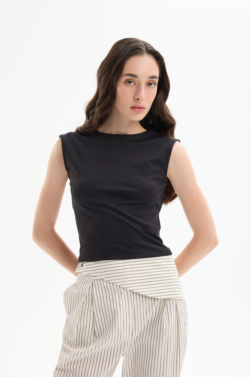 Sırt Dekolteli Basic Bluz Siyah