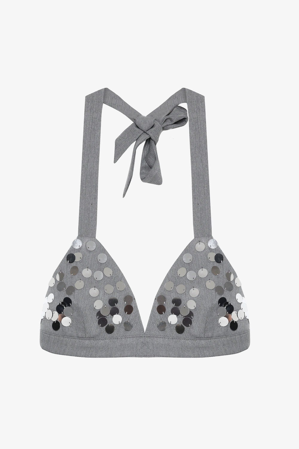 Payet İşlemeli Büstiyer Bluz Gri