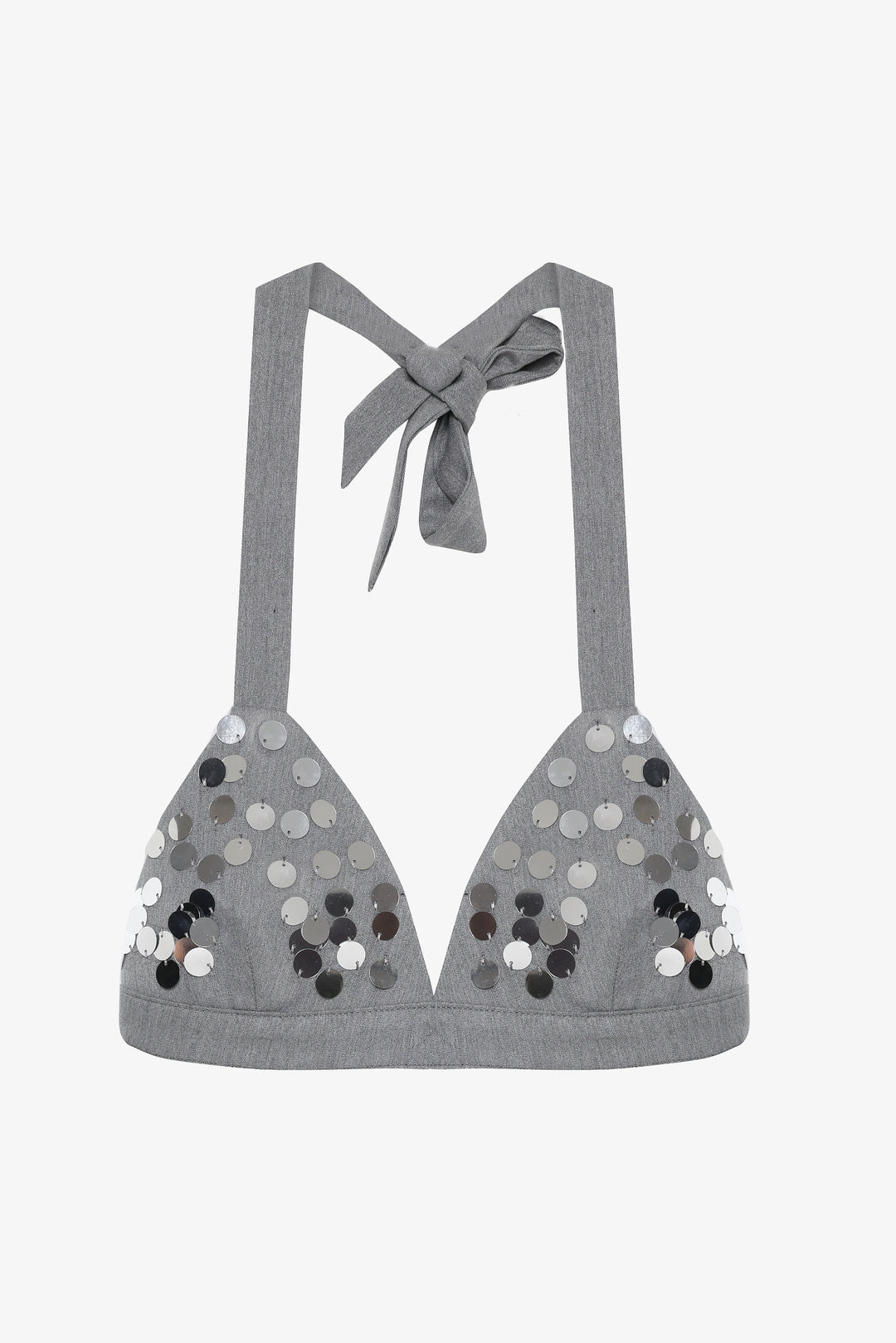 Payet İşlemeli Büstiyer Bluz Gri