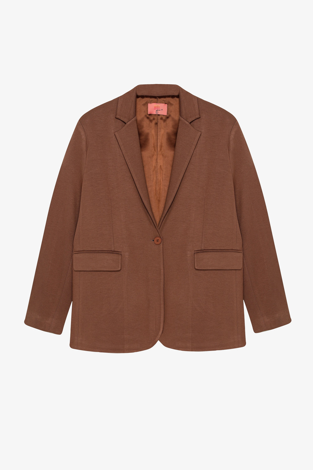 Tek Düğmeli Yumuşak Dokulu Oversize Blazer Ceket Kahverengi
