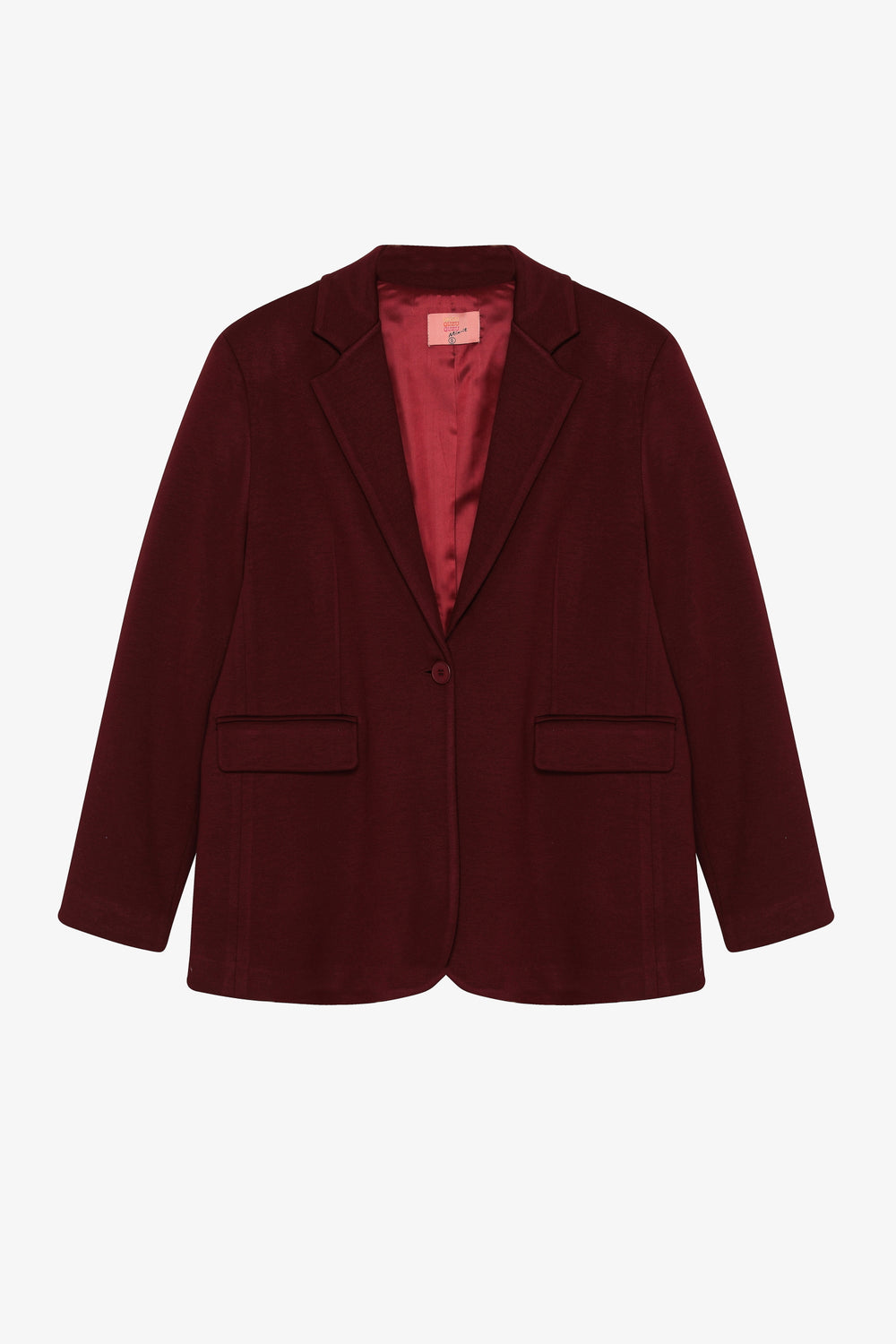 Tek Düğmeli Yumuşak Dokulu Oversize Blazer Ceket Vişne