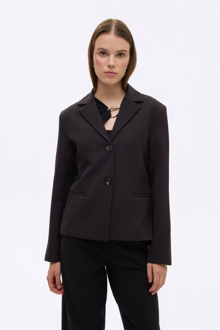 Çift Düğmeli Dikiş Detaylı Blazer Ceket Siyah