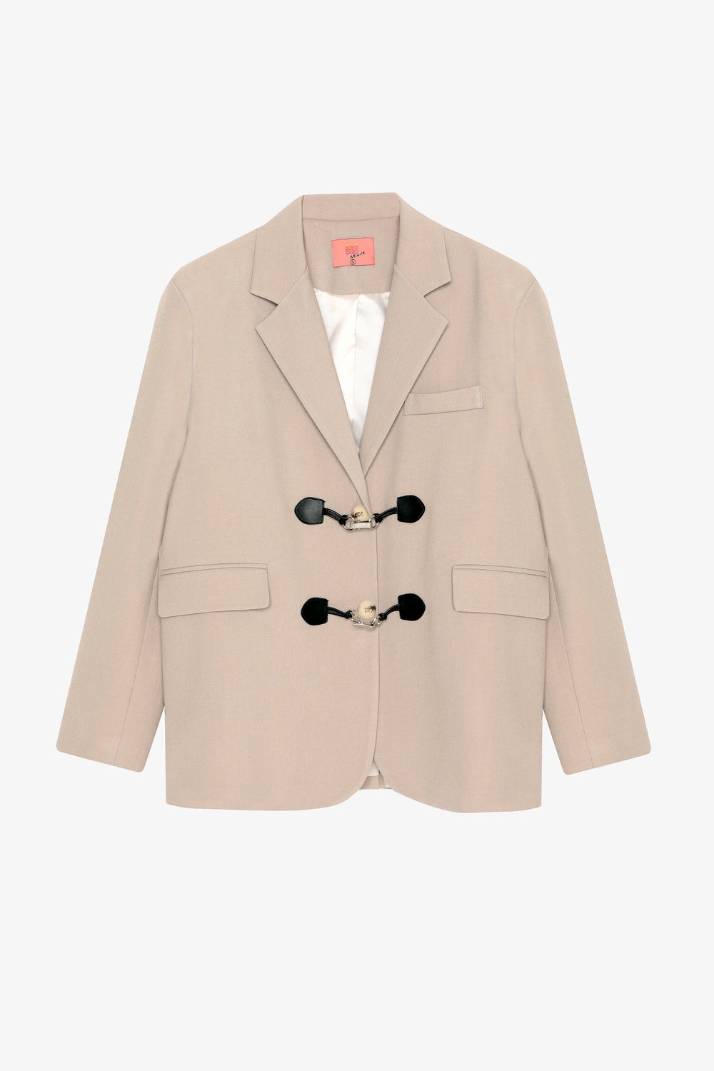 Toka Aksesuarlı Oversize Blazer Ceket Bej