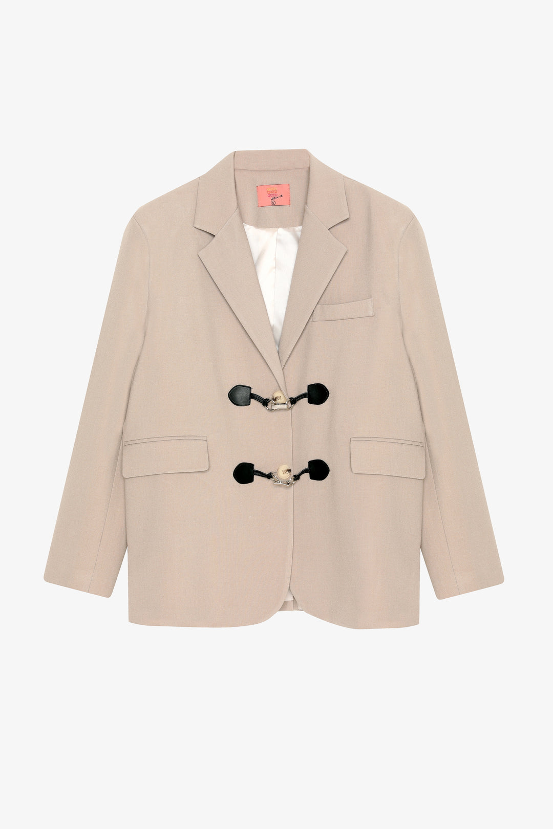 Toka Aksesuarlı Oversize Blazer Ceket Bej