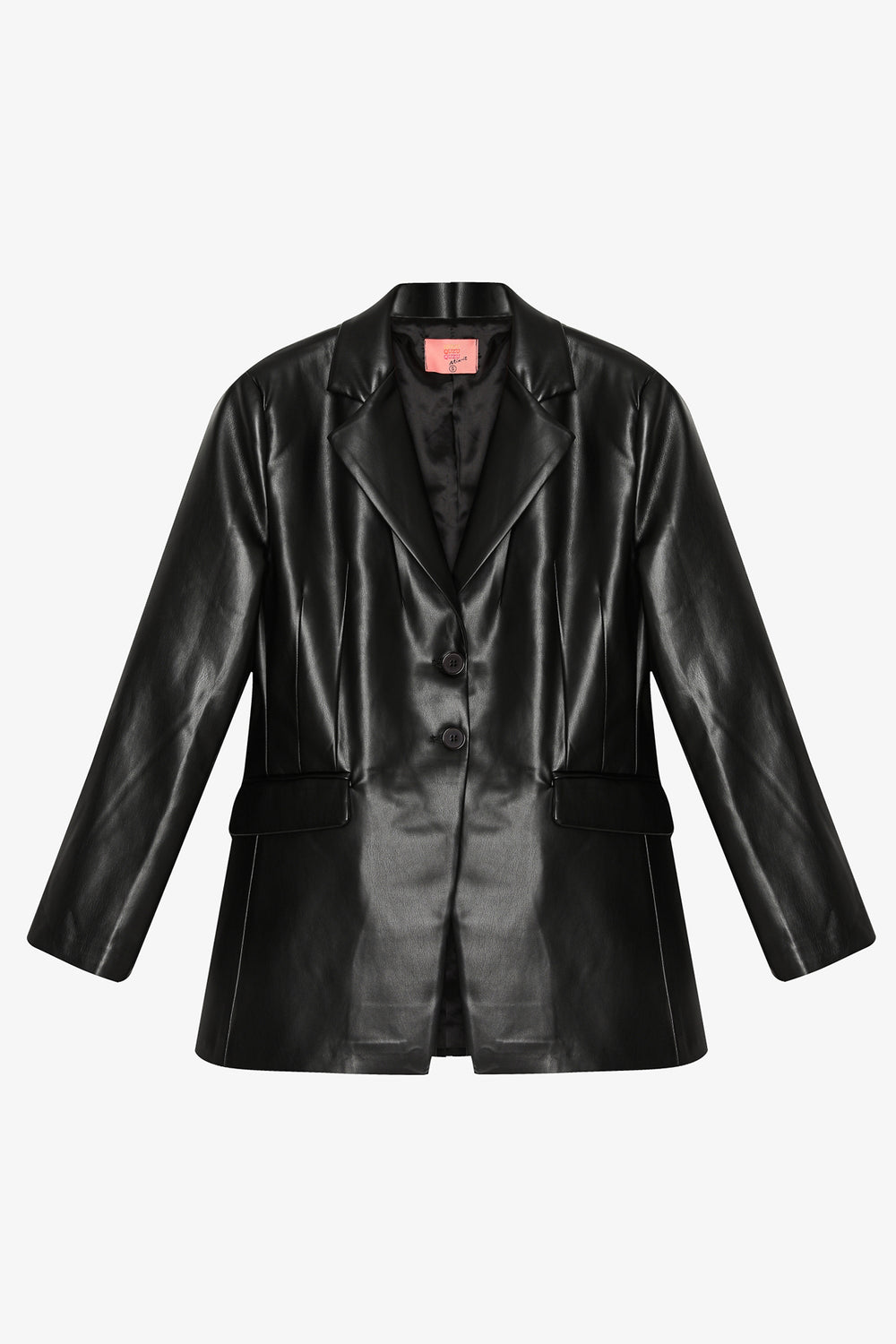 Bele Oturan Deri Blazer Ceket Siyah