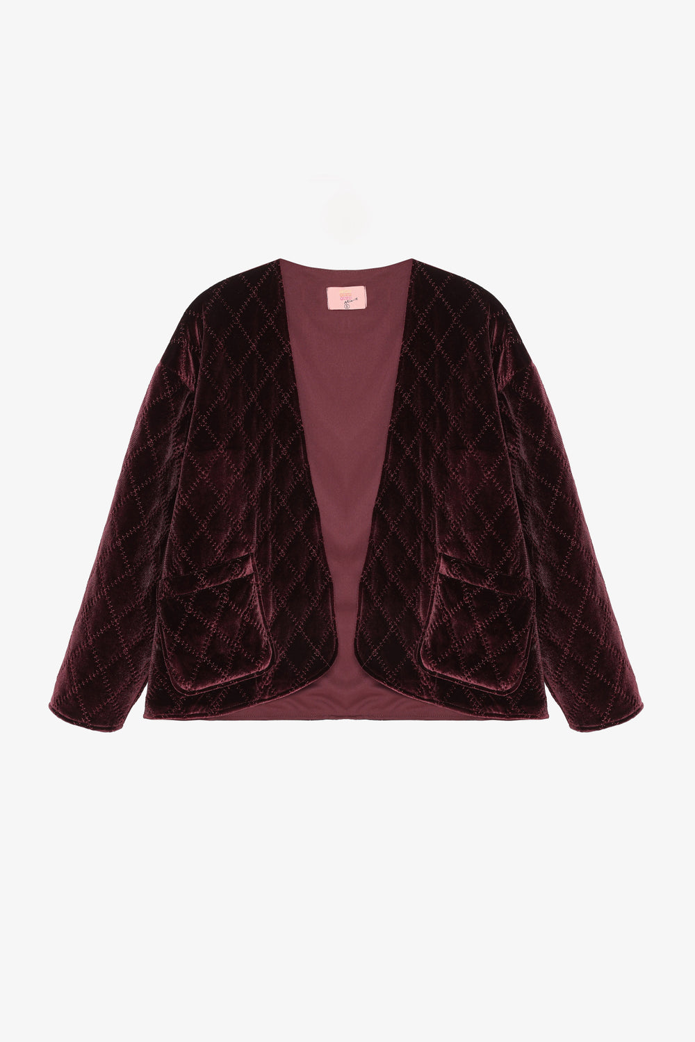 Kapitone Kadife Kısa Ceket Bordo
