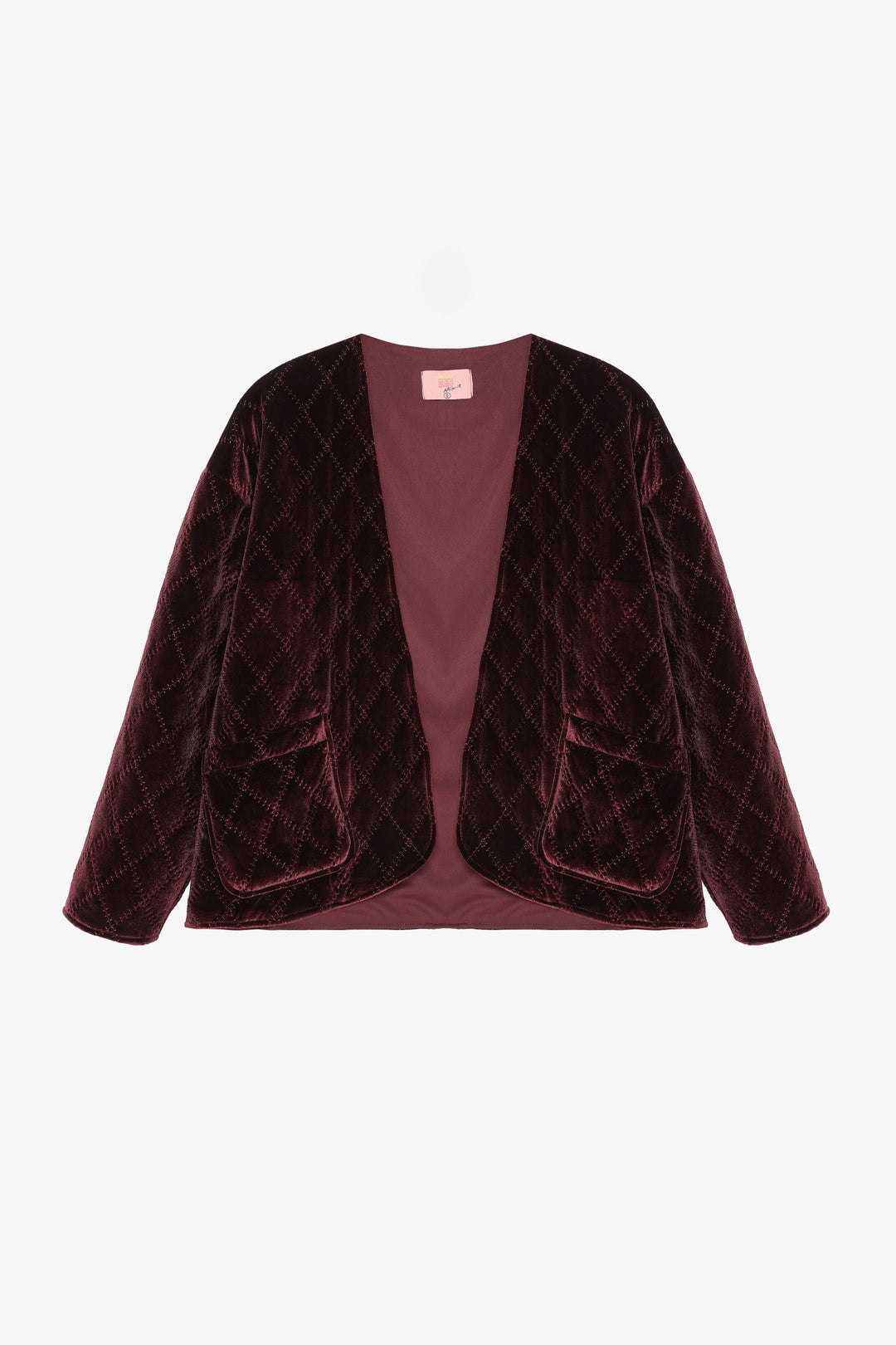 Kapitone Kadife Kısa Ceket Bordo