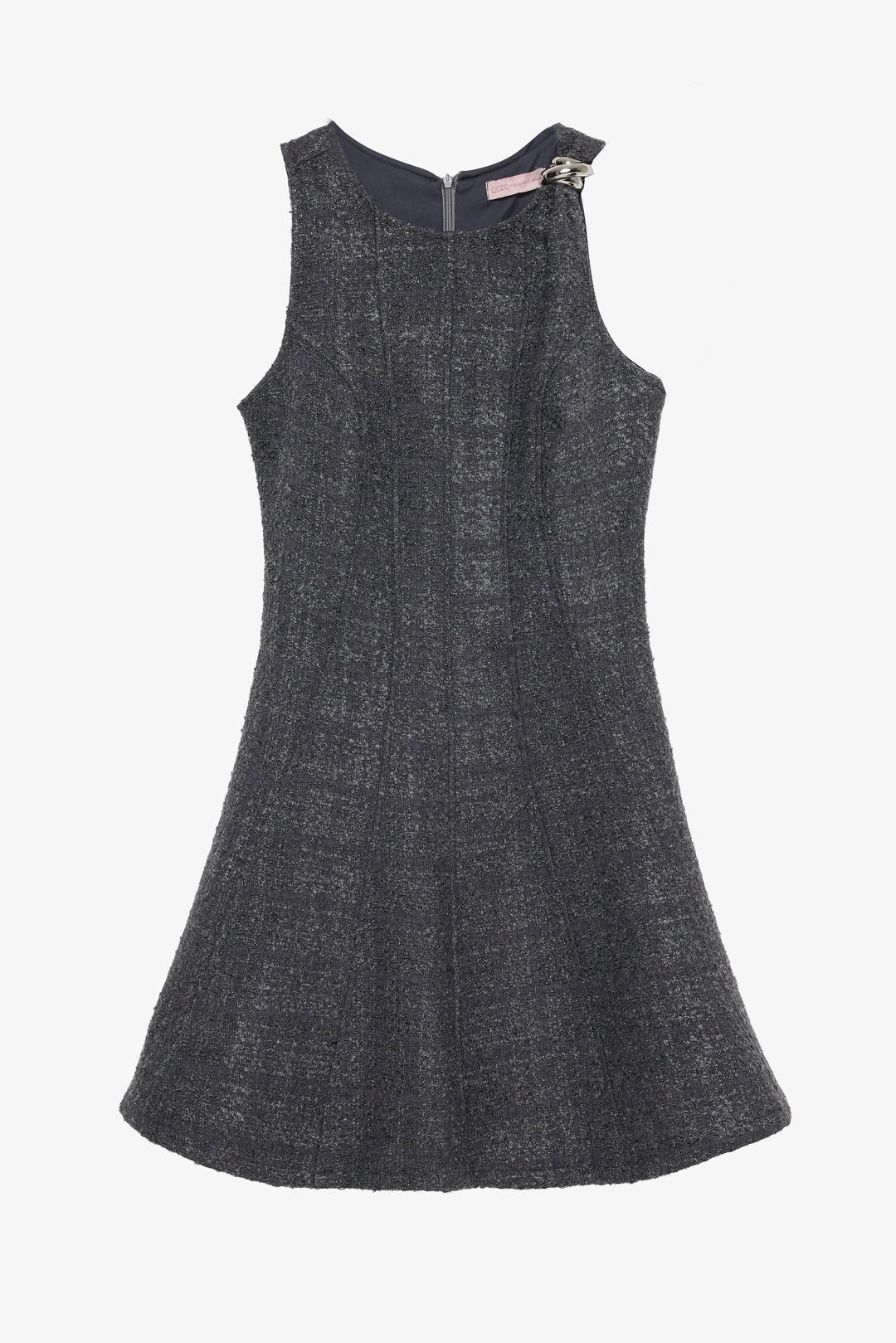 Halka Aksesuarlı Tüvit Mini Elbise Antrasit