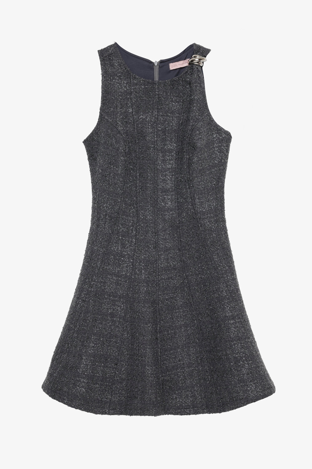 Halka Aksesuarlı Tüvit Mini Elbise Antrasit