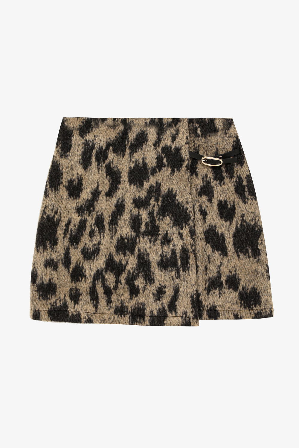 Leopar Kemer Detay Mini Etek Bej