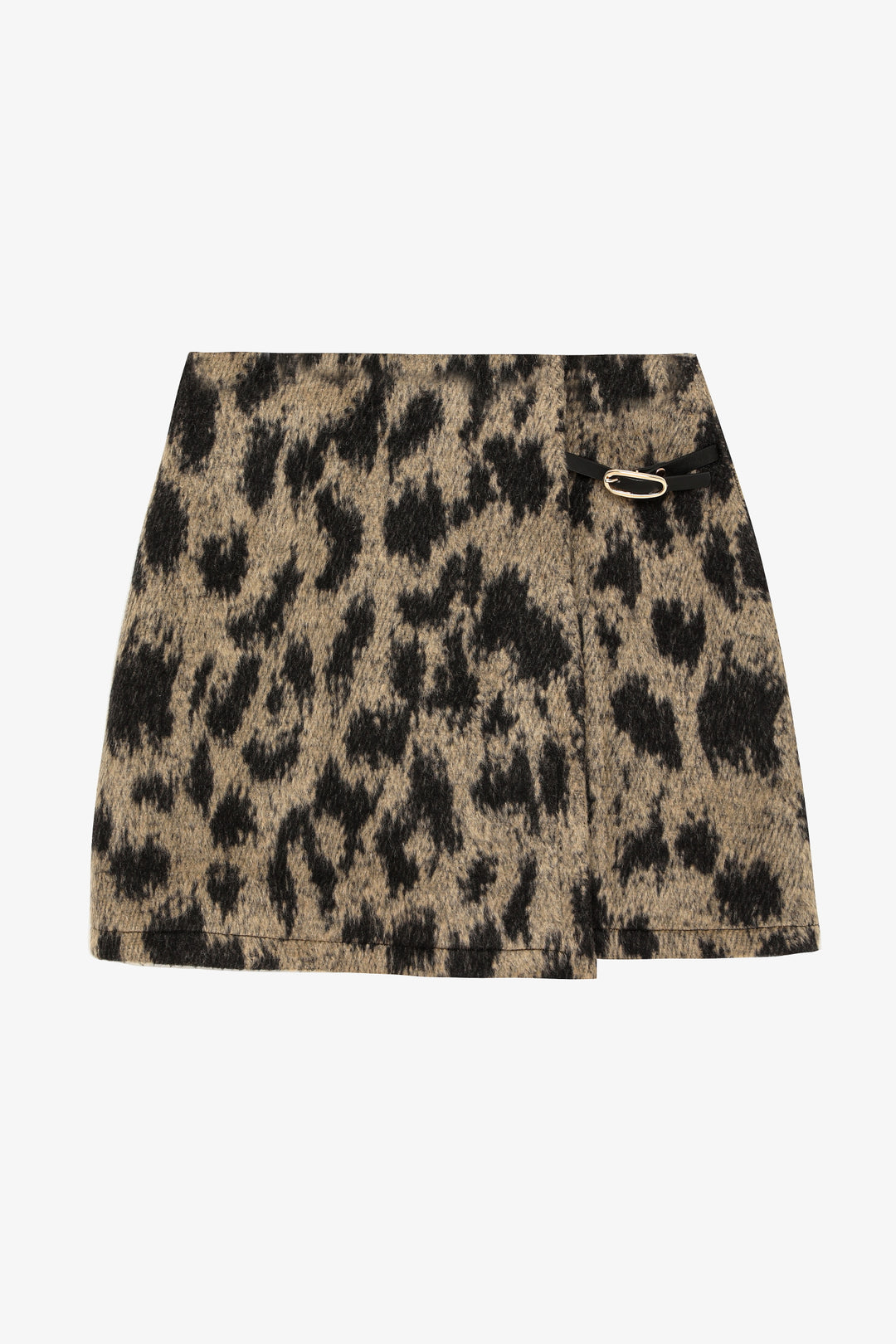 Leopar Kemer Detay Mini Etek Bej