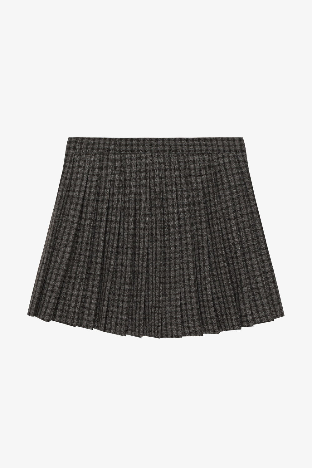 Piliseli Ekose Mini Etek Kahverengi