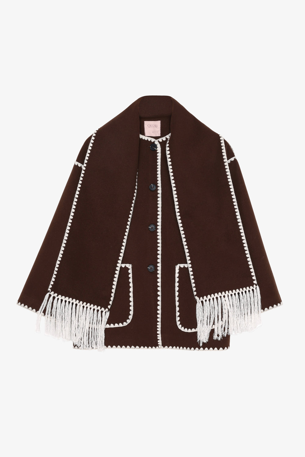 Atkılı Çoban Dikişli Kısa Kaban Kahverengi