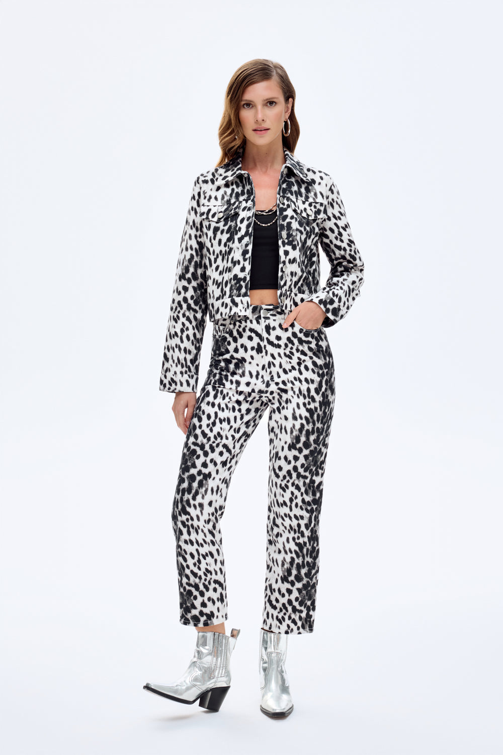 Leopar Desen Pantolon Siyah