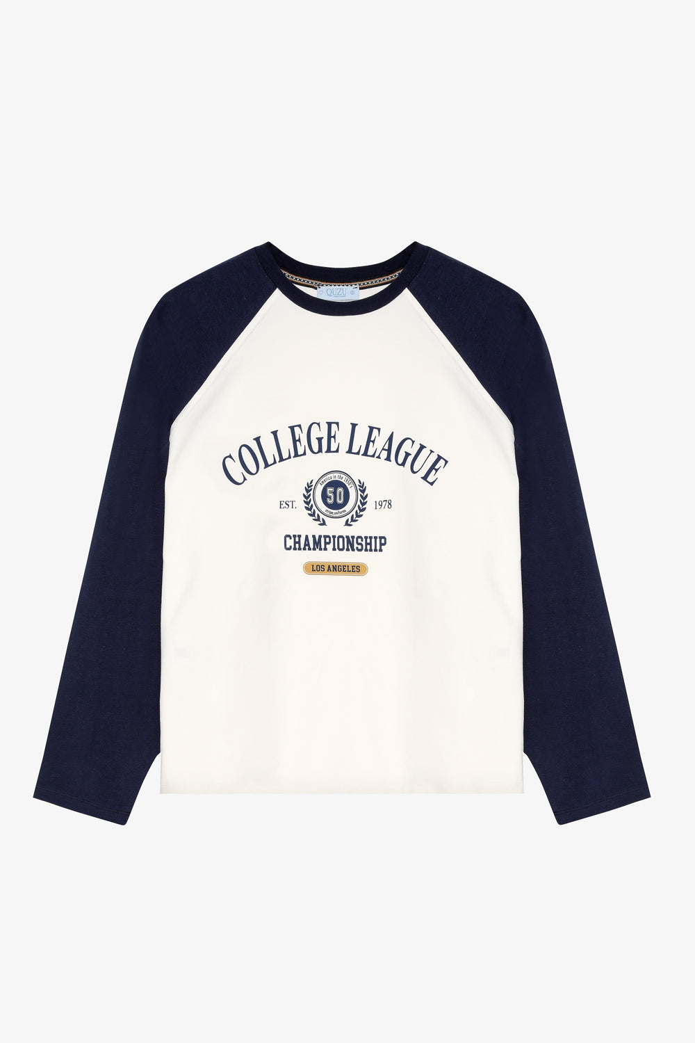 Reglan Kol Baskılı Bisiklet Yaka İnce Sweatshirt Ekru
