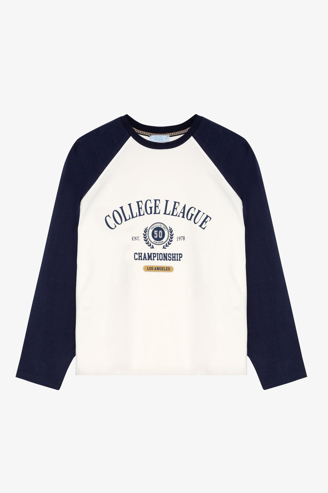Reglan Kol Baskılı Bisiklet Yaka İnce Sweatshirt Ekru