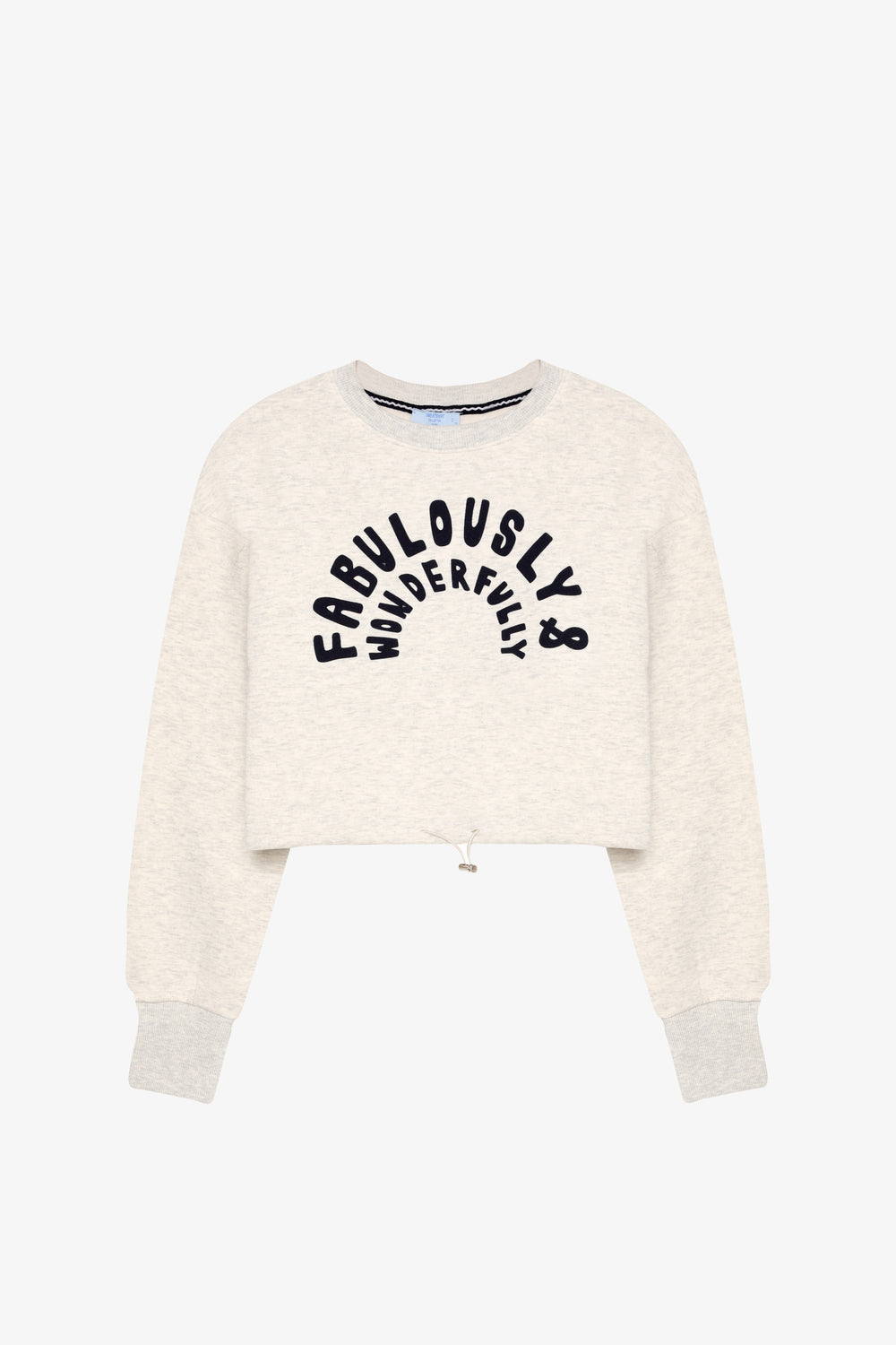 Yazı Baskılı Bel Stoperli Bisiklet Yaka Sweatshirt Grimelanj