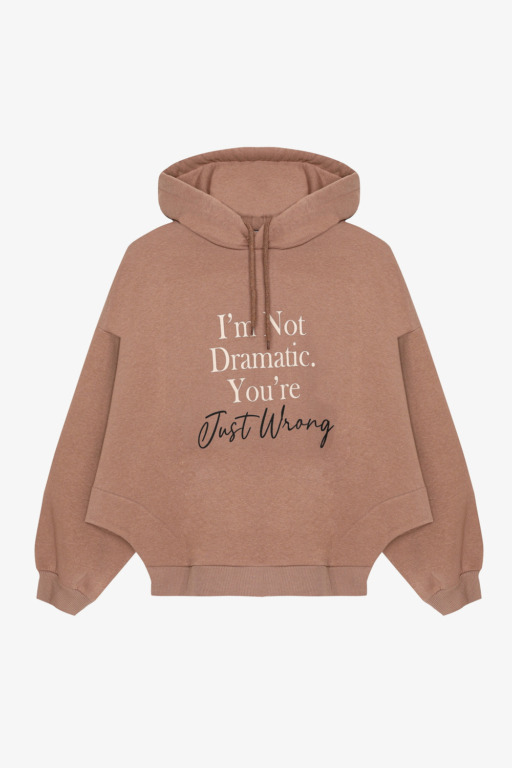Yazı Baskılı Kapüşonlu Oversize Sweatshirt Kahverengi