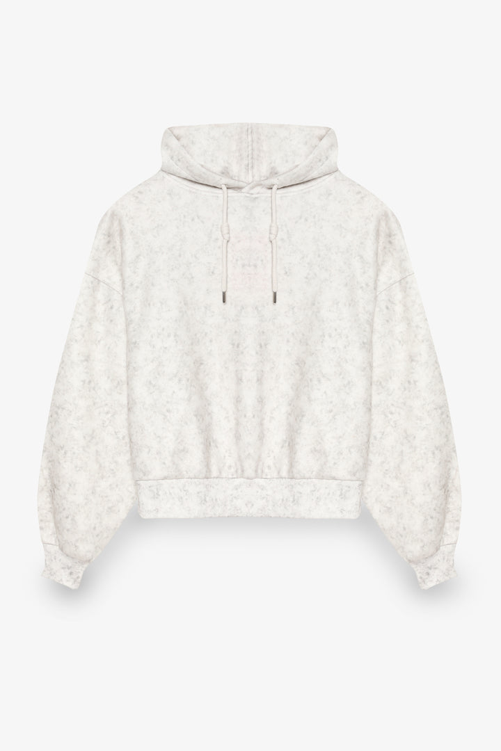 Kapüşonlu Yıkama Efektli Oversize Sweatshirt Ekru