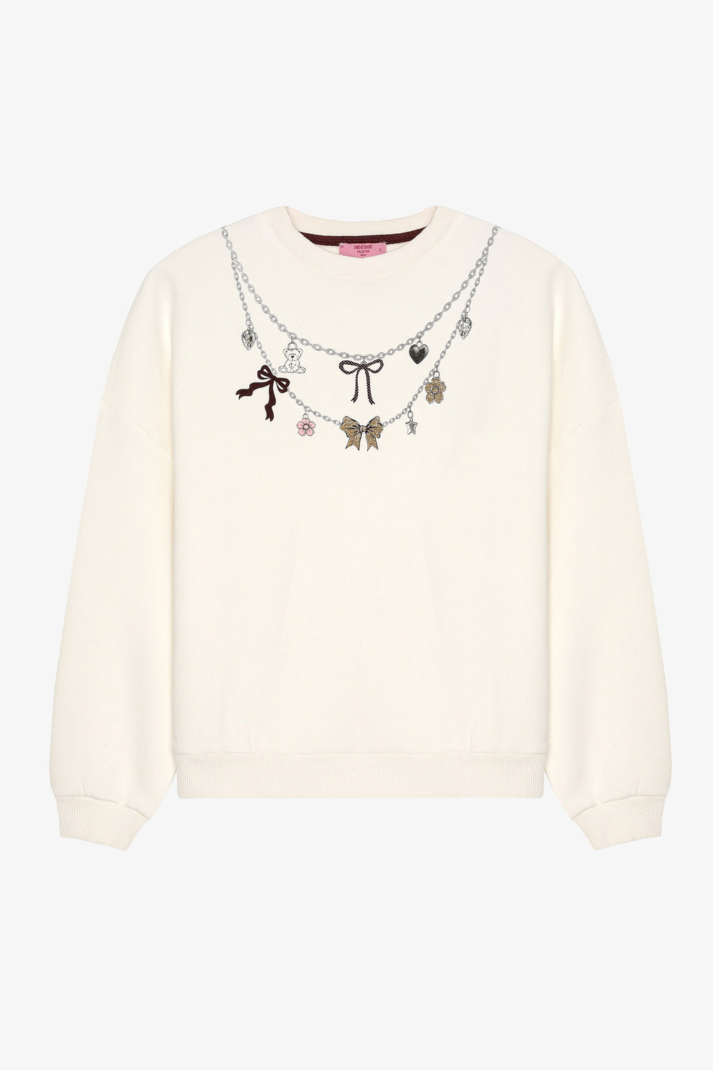 Charm Aksesuarlı Oversize Sweatshirt Ekru