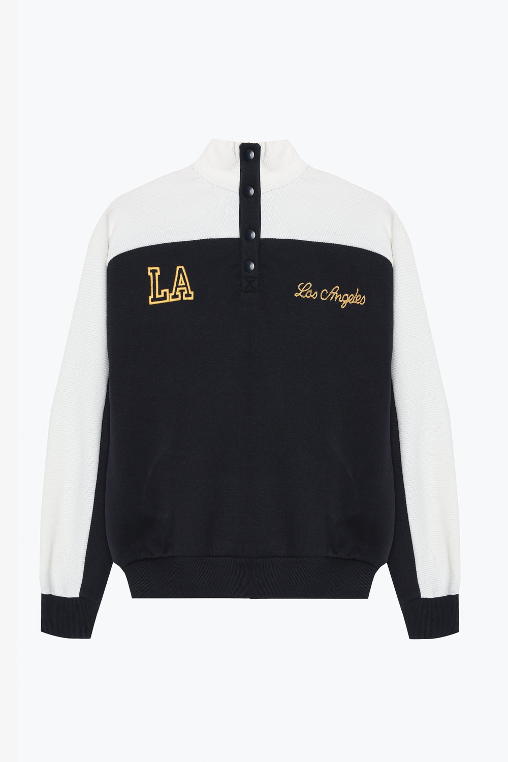 Nakışlı Kontrast Renkli Oversize Sweatshirt Lacivert