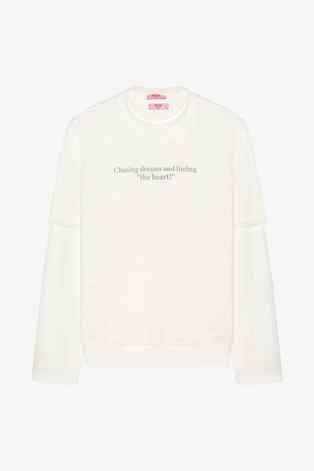 Tül Tişört Garnili Oversize Sweatshirt Ekru