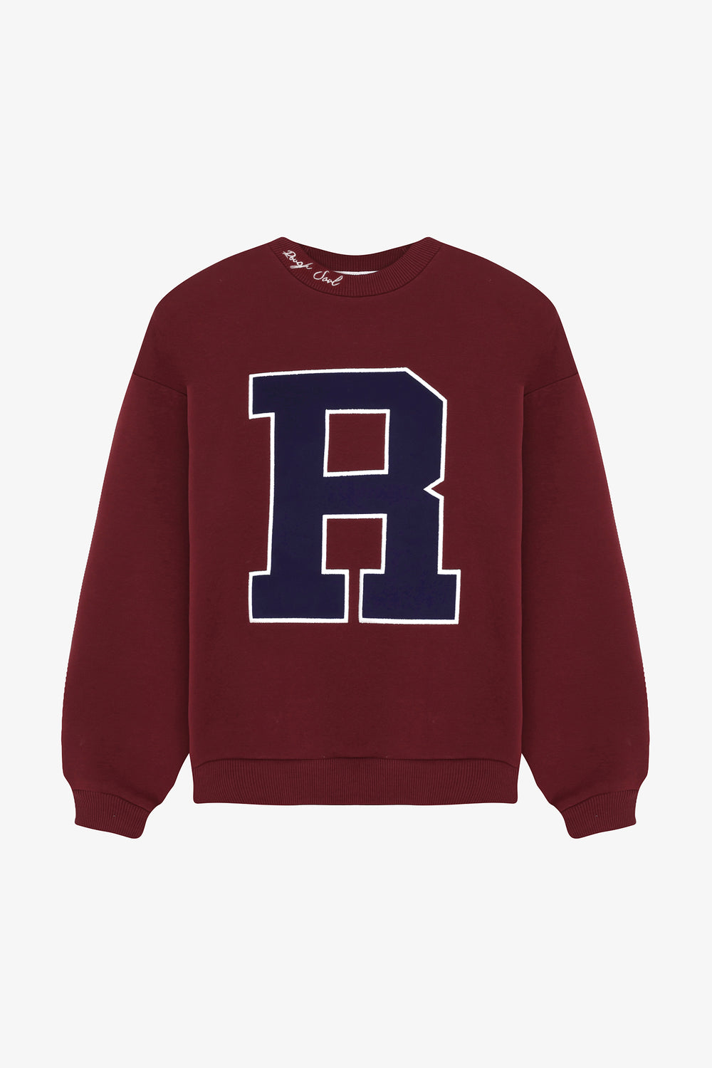 R Nakışlı Oversize Sweatshirt Bordo