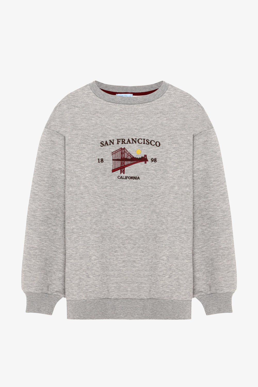 California Nakışlı Oversize Sweatshirt Grimelanj