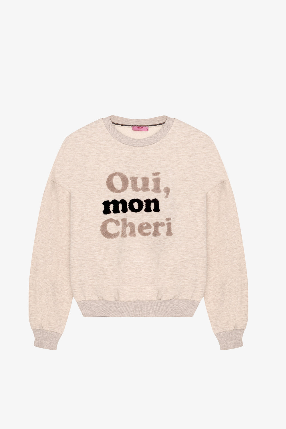 Kabartma Yazı Nakışlı Oversize Sweatshirt Bej