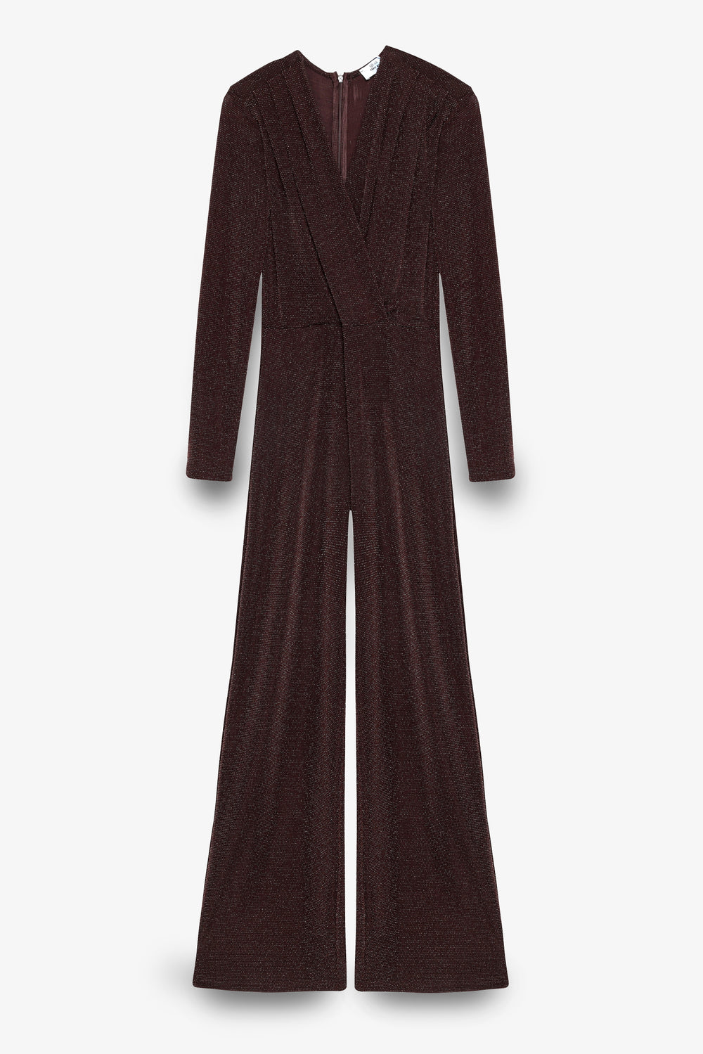 Simli Kruvaze Yaka Uzun Tulum Kahverengi