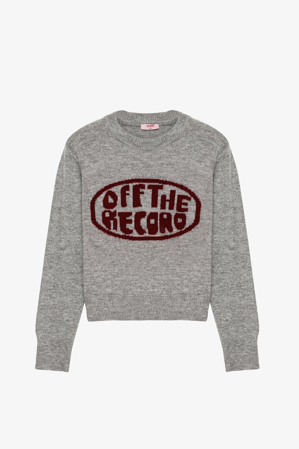 Off The Record Yazılı Bisiklet Yaka Triko Kazak Gri