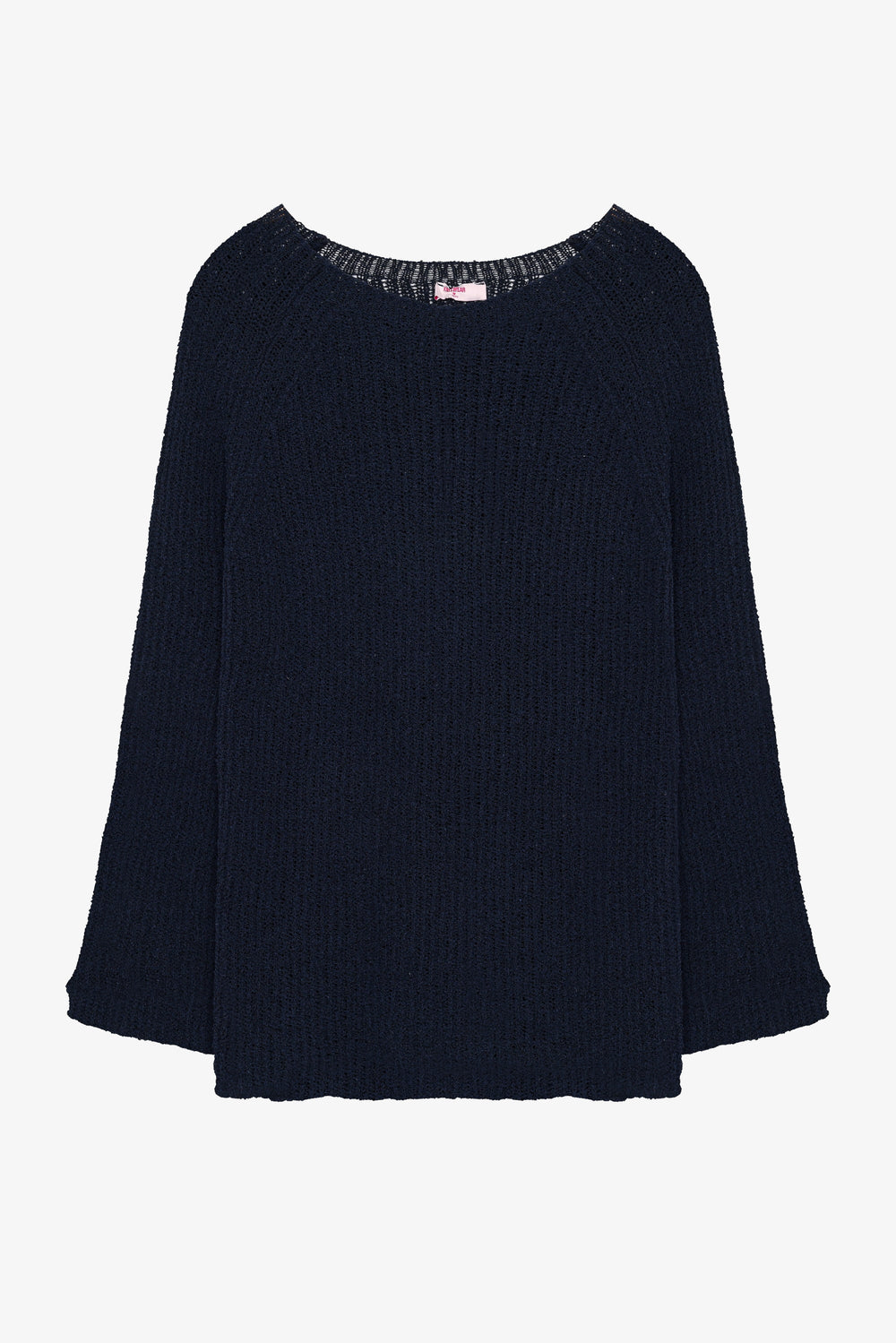 Kayık Yaka Oversize Triko Kazak Lacivert
