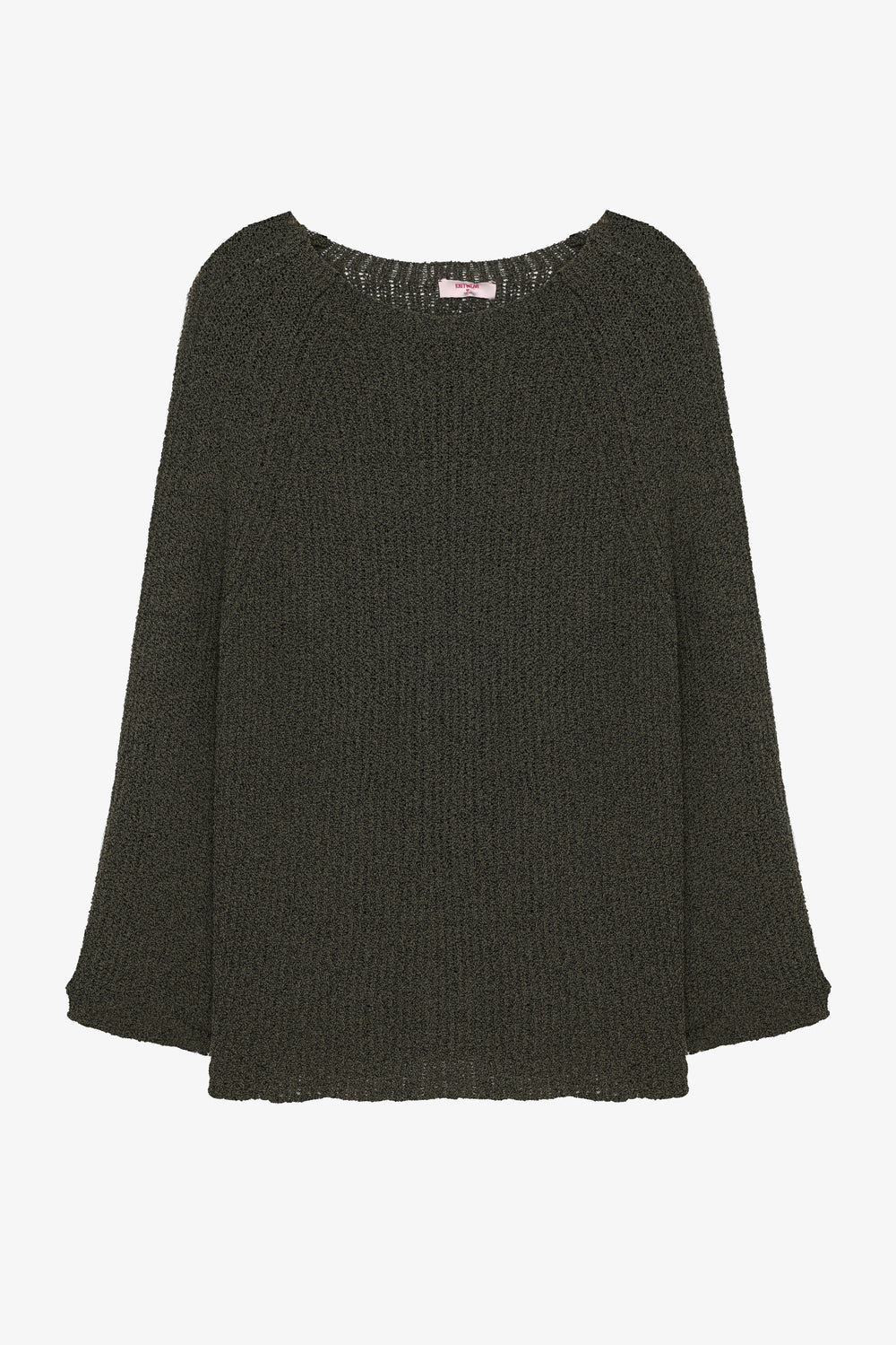 Kayık Yaka Oversize Triko Kazak Haki