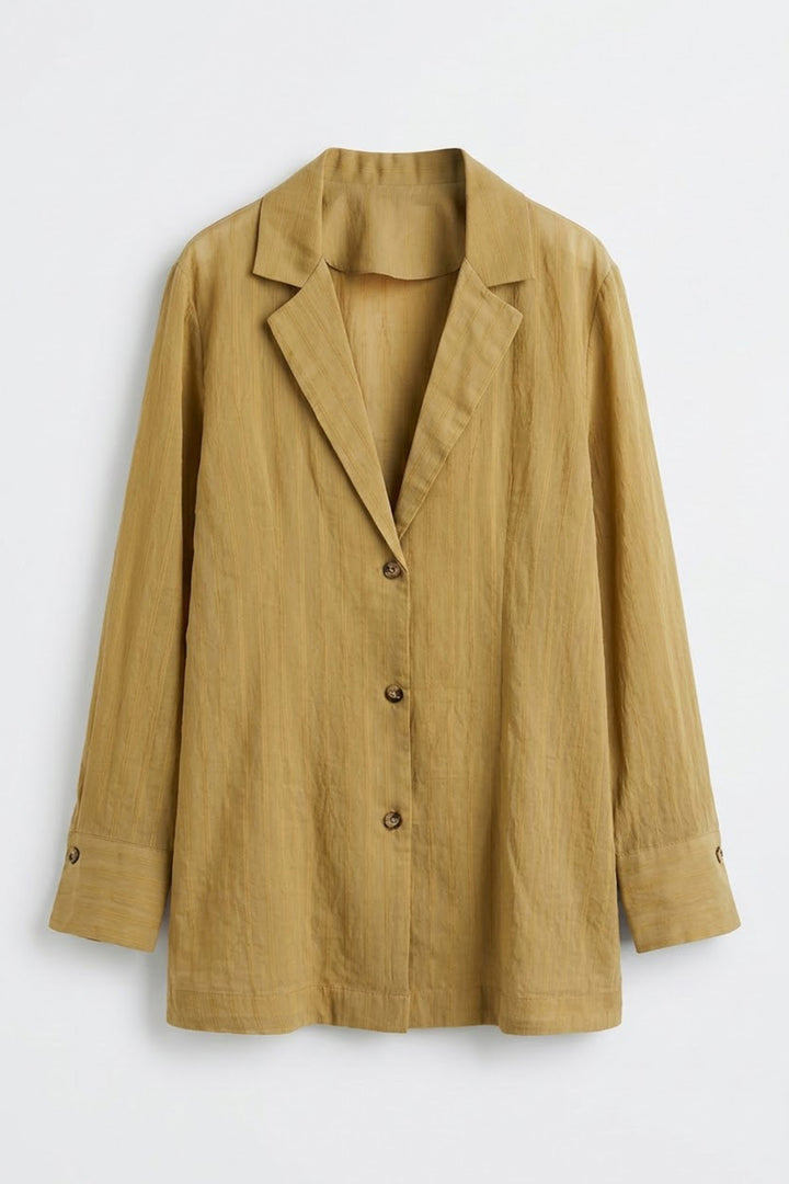 Transparan Dokulu Gömlek Ceket Bej