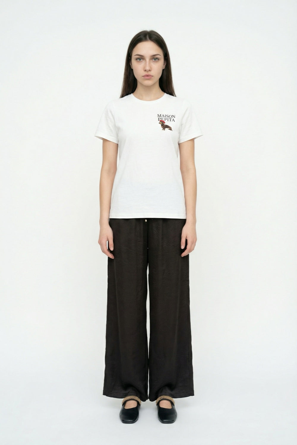 Köpek Baskılı Oversize Tişört Ekru