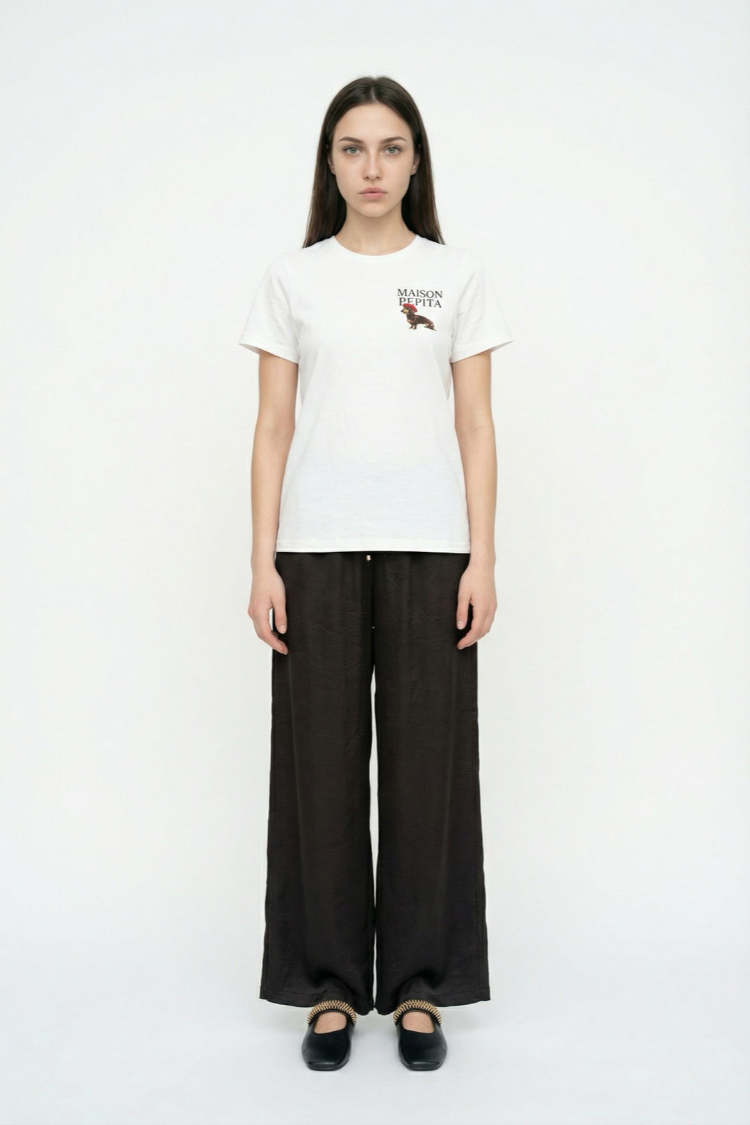 Köpek Baskılı Oversize Tişört Ekru