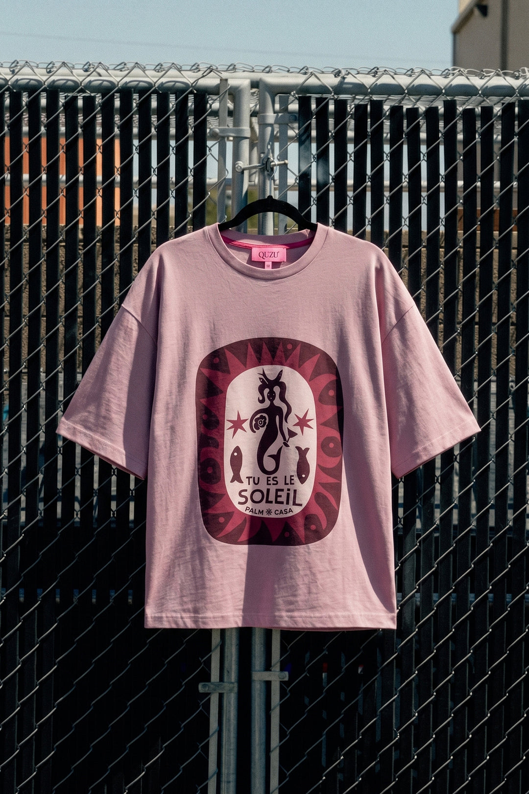 Yazı ve Figür Baskılı Oversize Tişört Pembe