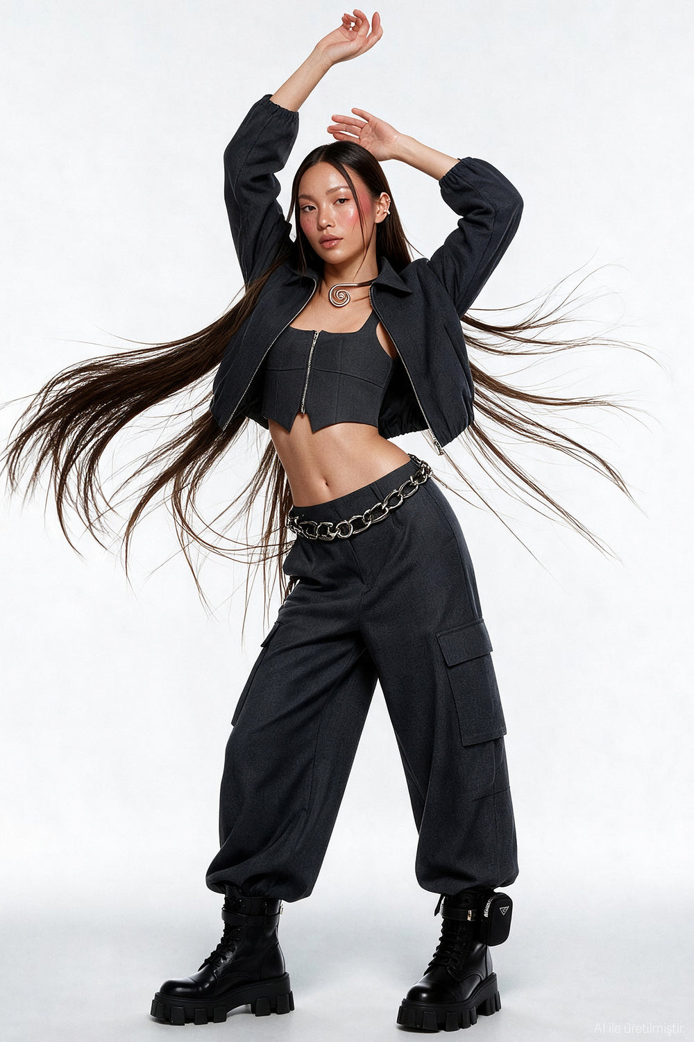 Kargo Cepli Balon Pantolon Gri