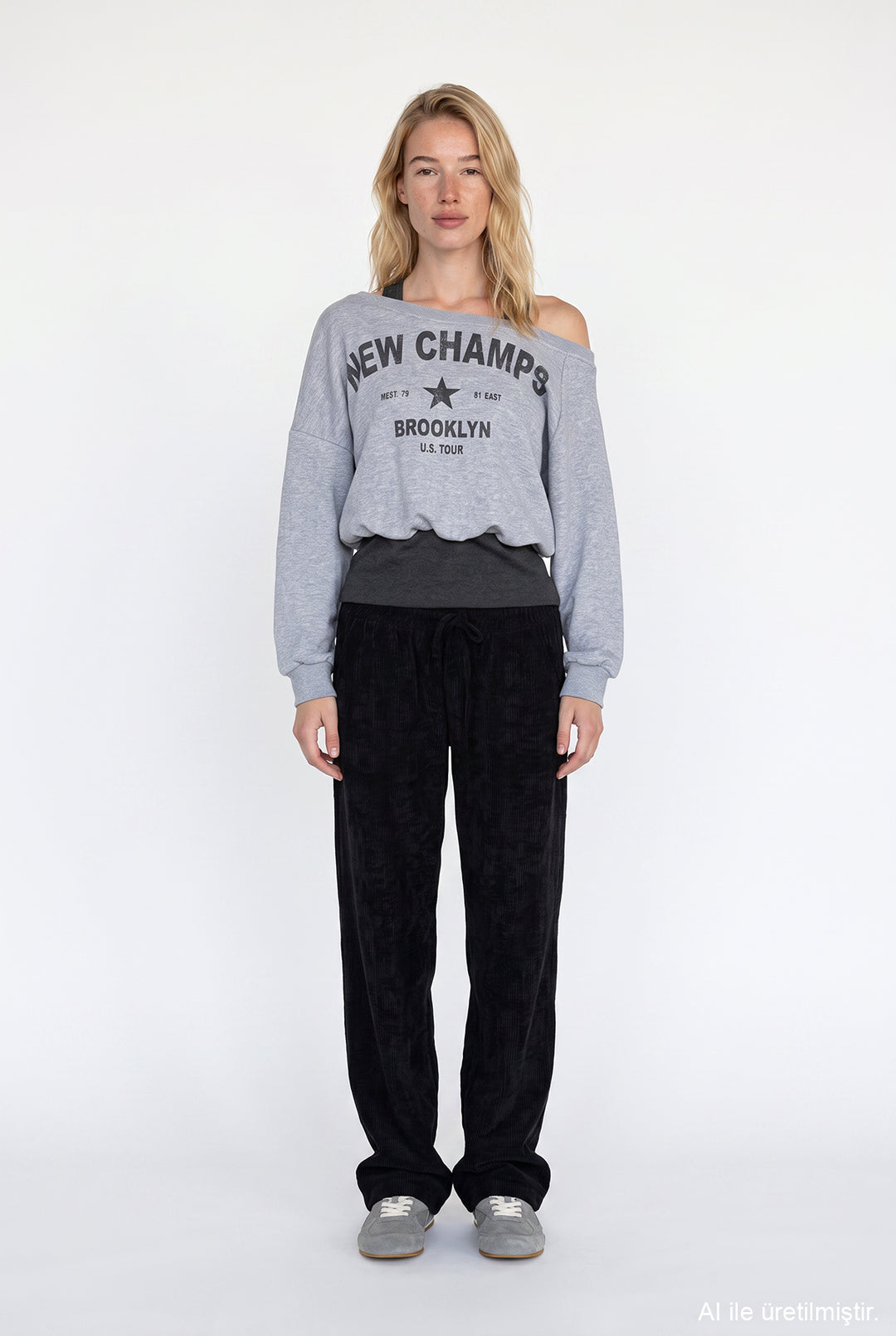 Halter Garnili Baskılı Sweatshirt Grimelanj