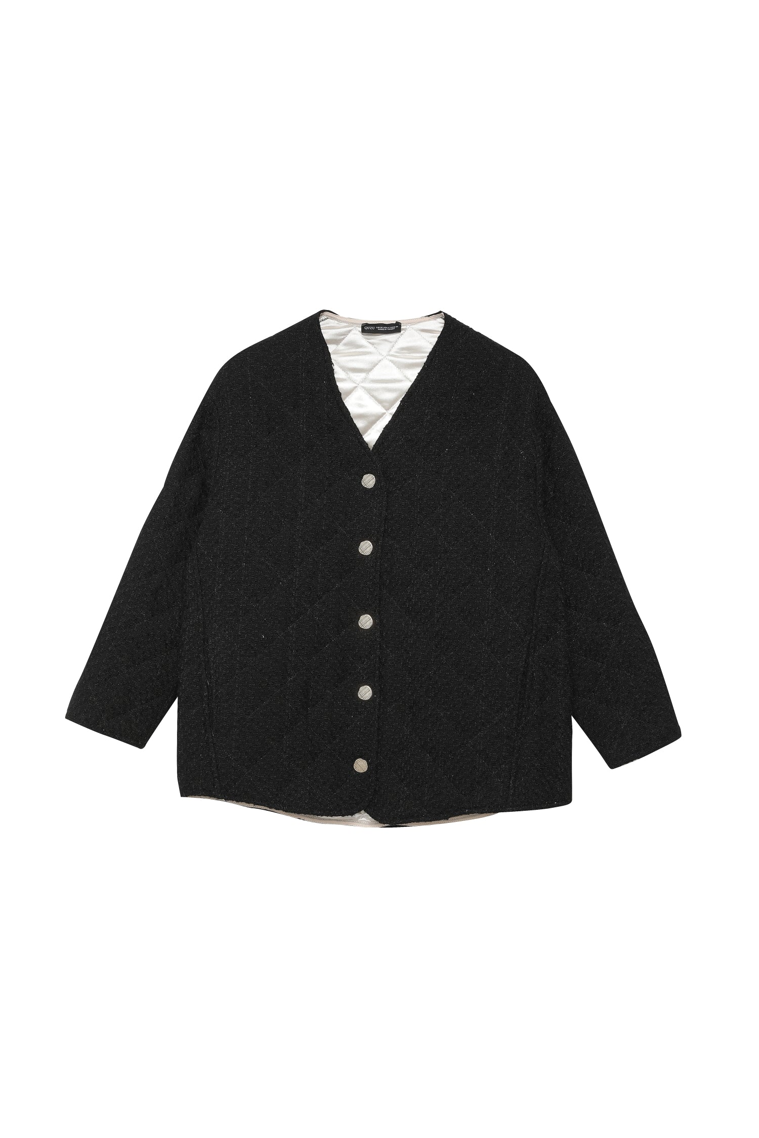 Quilted Kaftan Short Jacket Black