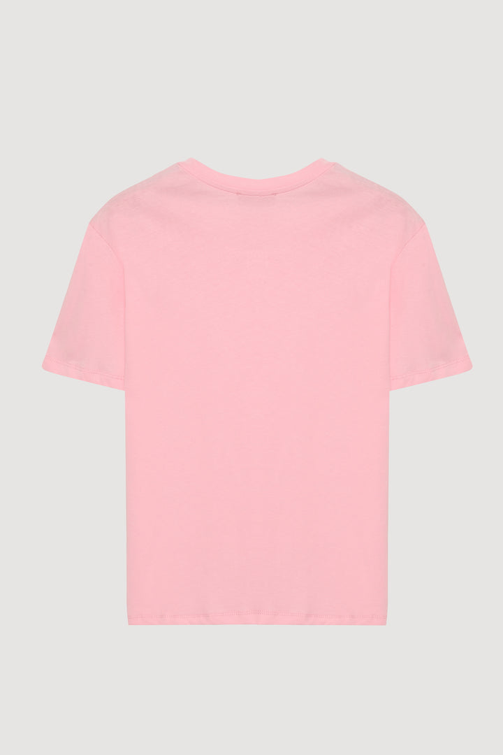 Bisiklet Yaka Oversize Basic Tişört Pembe