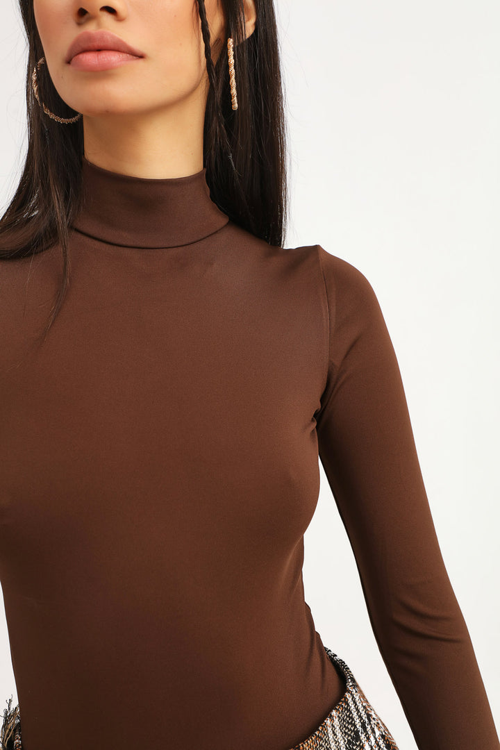Turtleneck Bodysuit Dark Brown