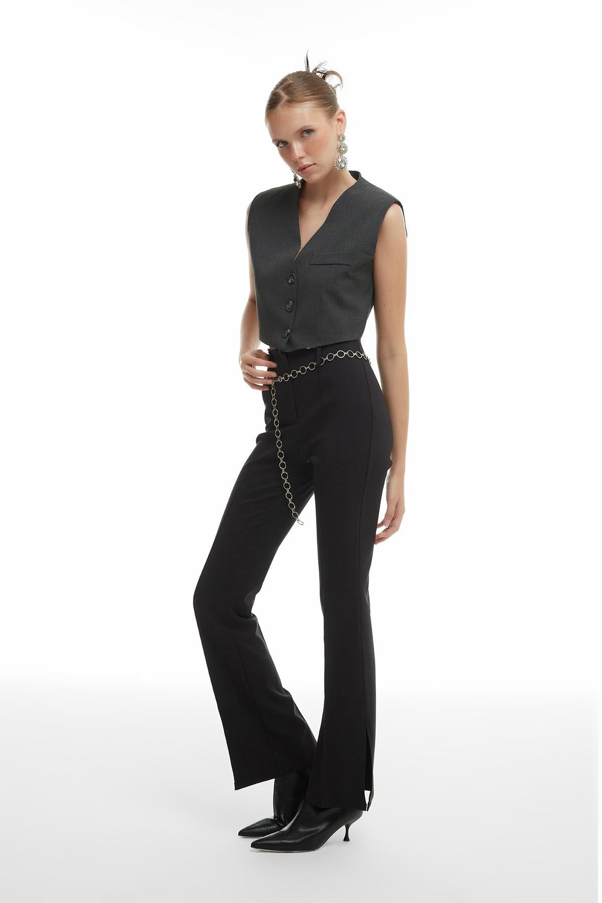 Waist Belt High Waist Trousers Black