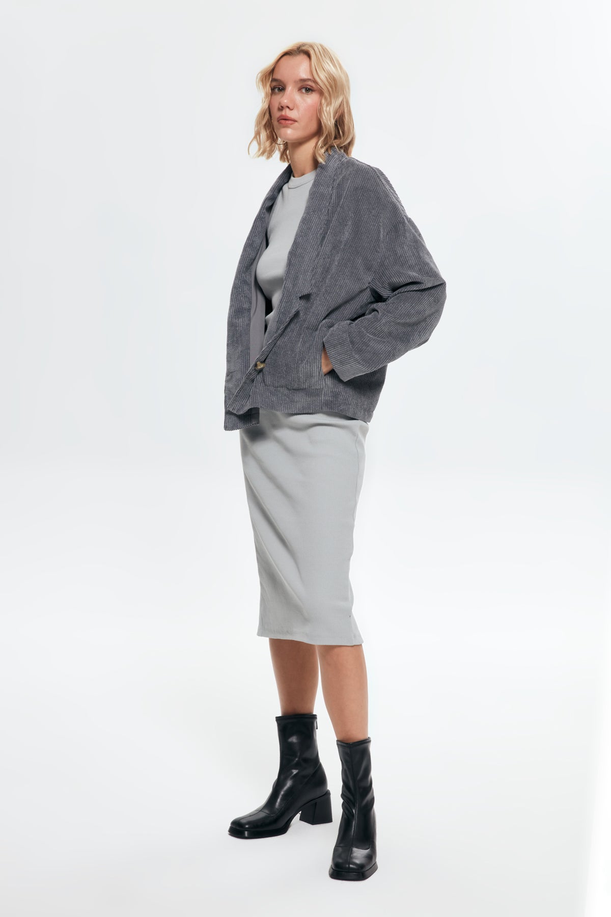 Fitilli Oversize Ceket Antrasit