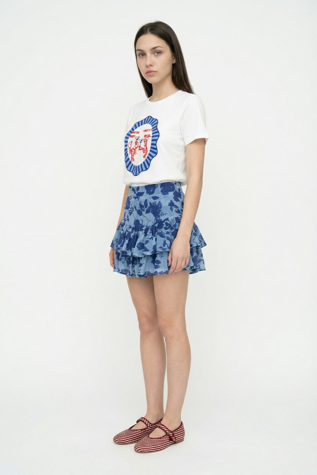 Istakoz Nakışlı Oversize Tişört Ekru