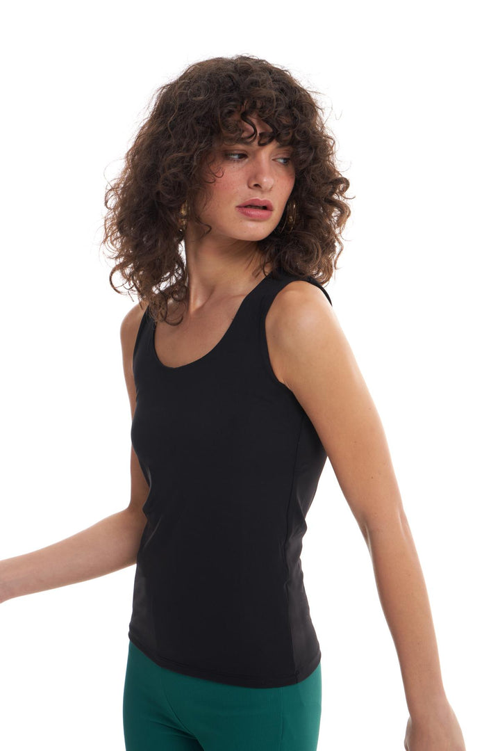 Thick Strap Basic Blouse Black